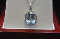 10.22ct blue topaz diamond necklace
