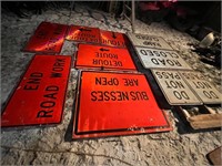Lot of 10 construction road signs wooden