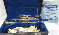 Cornet or Trumpet in case -markings illegible