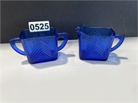 Blue Cream Pitcher & Sugar Bowl (No Lid)