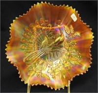 Peacocks ruffled bowl w/ribbed back - marigold