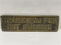 Brass " Thank you for Not Smoking “ Sign