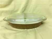 Pyrex EARLY AMERICAN Oval Divided Dish with lid