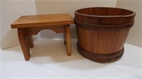 Wooden Bucket(12"D,10"H) & Stepstool