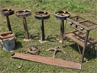 Set of Four Antique Bar Stools, Cast Iron Cookers+