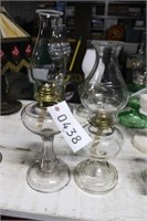 (2) Glass Kerosene Lamps