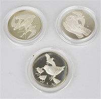 1970, 1971 Silver Franklin Mint Bird Coins.