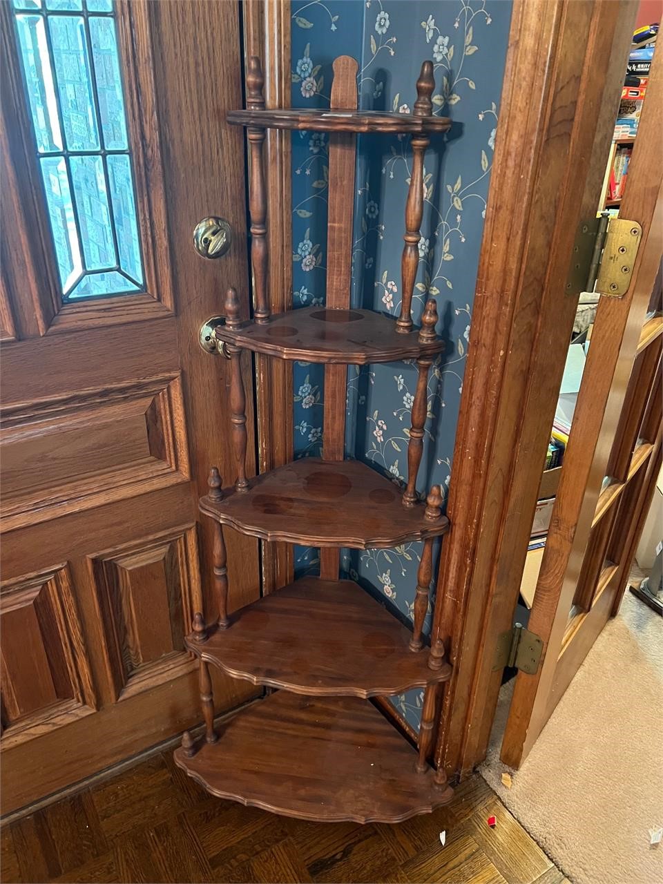 5 SHELF WOODEN SHELF 53" TALL