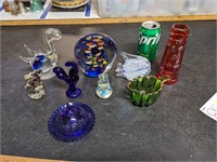 Art Glass Paper Weights, Candy Dish, Vase, etc.