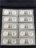 (10) 1957 $1 Silver Certificates