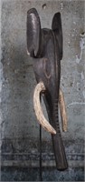 An African Ghana Stylized Elepants Head, carved