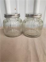 Two small cute jars with lids 4.5 in tall