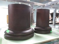 PAIR OF HALF ROUND WOODEN BOOKENDS