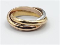 Tri Colored Intertwined Band Ring Sz 5