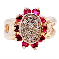 1/2 Carat Ruby & Diamond Halo Ring 14k Gold