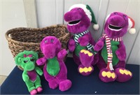 Barney Stuffed Animals and Basket