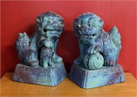 Pair Large Turquoise Foo Dogs