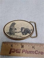 Barlow solid brass bear belt buckle