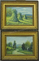 Carl Lotick (2)-5x7 O/B Landscape, Haystacks