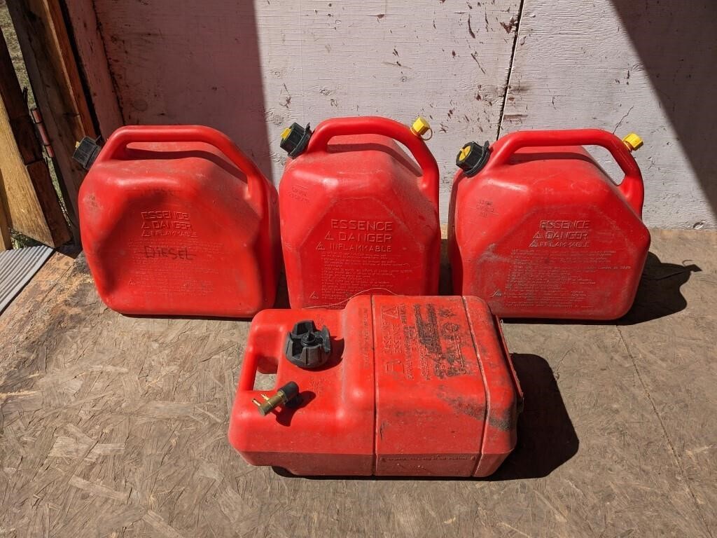 Lot of 4 Gasoline/Jerry Cans