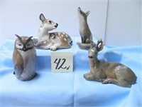(4) Royal Copenhagen Pieces - (2) Deer, Owl & Fox