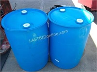 2 - 55 Gallon Blue Poly Barrels