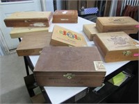9 Wood cigar boxes