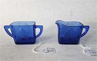 Set of 2 cobalt blue Glass