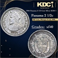 1904 Panama 2 1/2 Cent Silver KM# 1 Grades xf