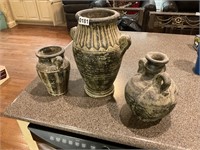 3- Ornate ceramic pottery vases