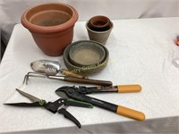 Garden tools and pots