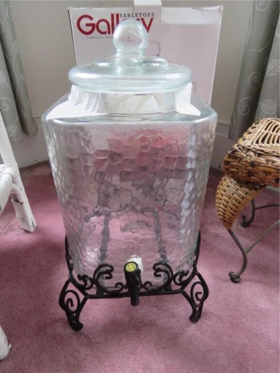 4.75 GALLON GLASS DRINK DISPENSER WITH STAND
