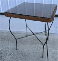 Wicker glass top End table