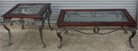 Cofffee & Side table wood/glass/ornate metal legs