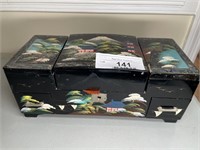 Vintage hand painted laquered music jewelry box