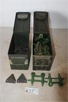 2 Metal Ammo Boxes With Chain Pieces