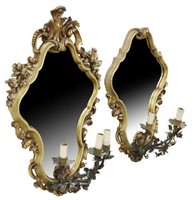 (2) LOUIS XV STYLE MIRRORED WALL SCONCES