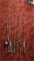 Qty fishing poles (some complete)