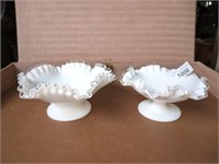 Vintage Fenton Double crimped silver Crest White