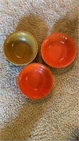 Group of 3 Fiesta Ware 6-in bowls one has