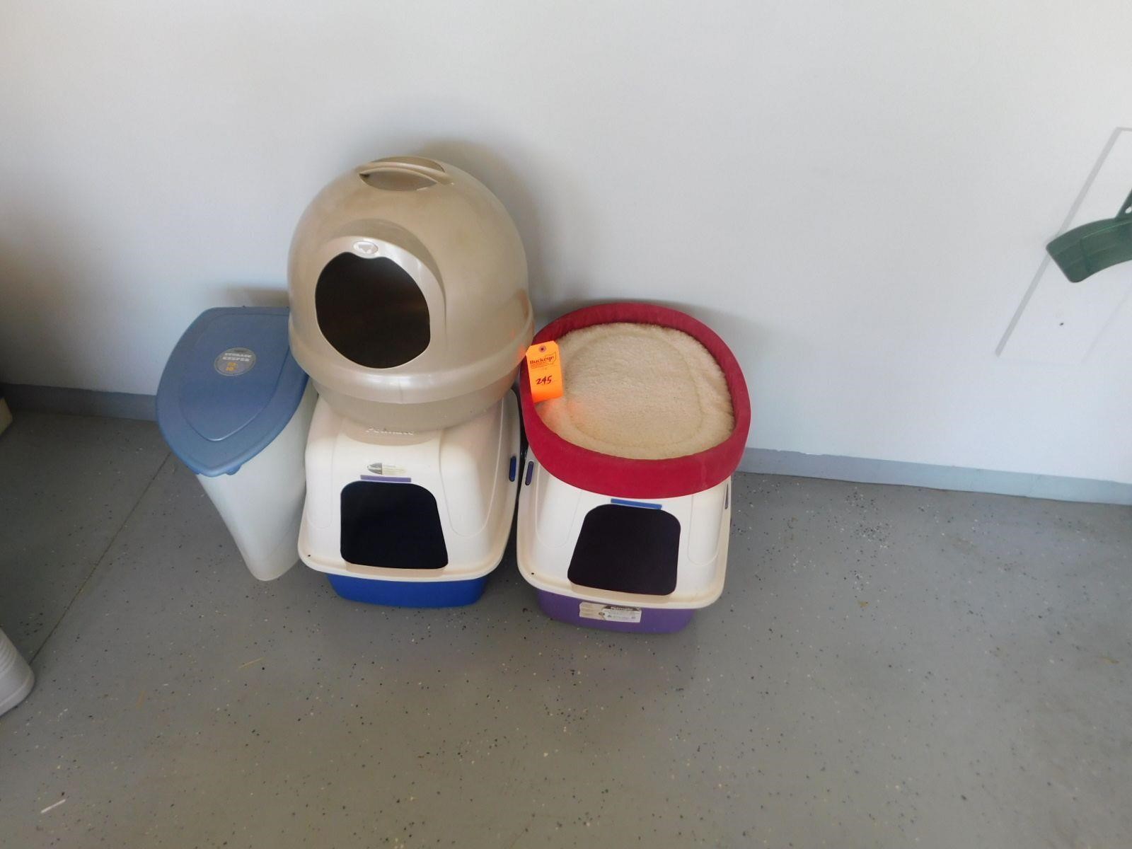 Lot 245  Cat Litter Boxes and Beds.