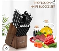 21 Pieces Kitchen Knife Set with Block Wooden