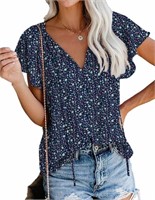 O781  Fantaslook Floral Boho Summer Tops, V Neck -