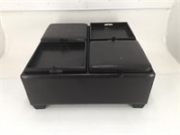 LARGE BLACK OTTOMAN WITH STORAGE TRAYS