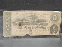 1864 Confederate $5 Note