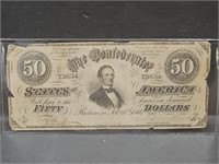 1864 Confederate $50 Note