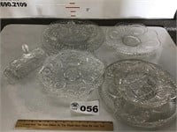 GLASS PLATTERS, DISHES, BUTTER DISH