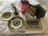 FLAGS, LETTER HOLDER,  PLATES, PICTURE
