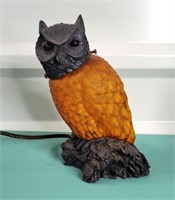 Metal & Amber Glass Owl Lamp