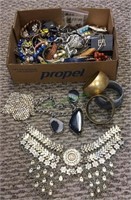Box lot of assorted vintage and costume jewelry